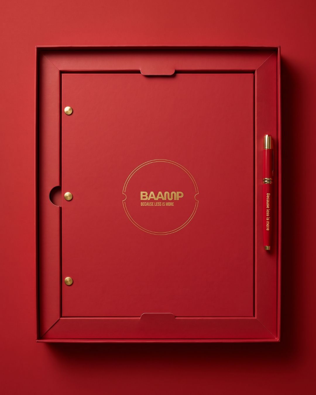 The BAAMP physical programme with its red presentation box and pen